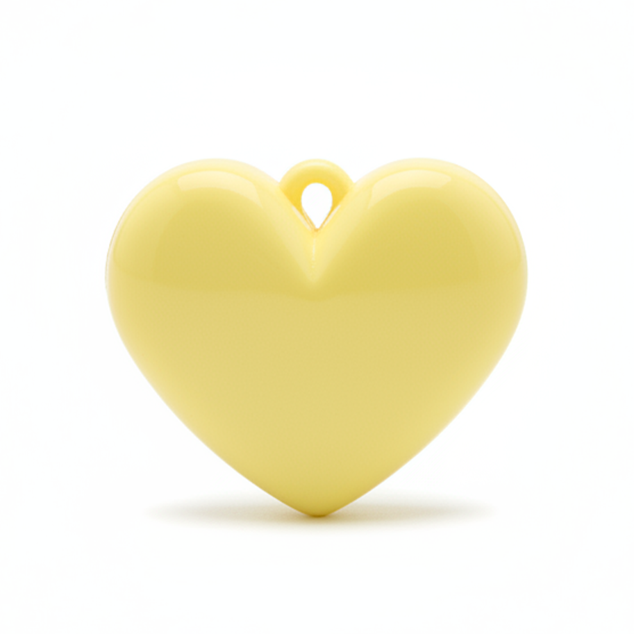 Dije Corazón Amarillo Pastel Liso 3 Cm Acrílico