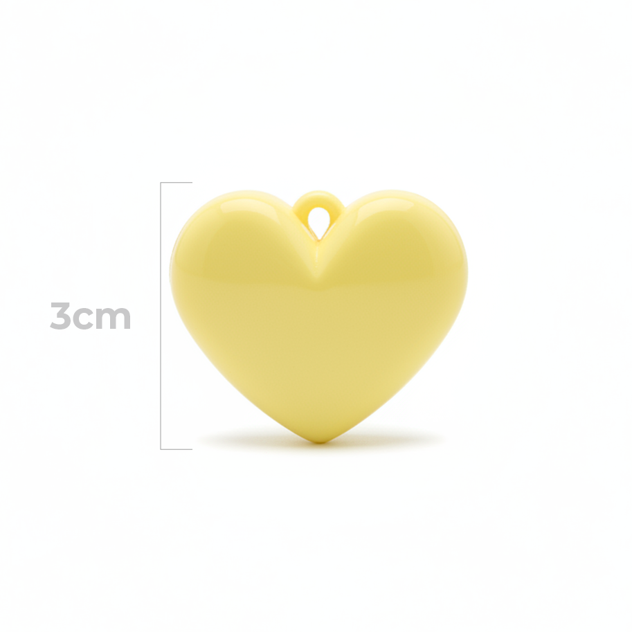 Dije Corazón Amarillo Pastel Liso 3 Cm Acrílico