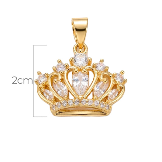 Dije Corona Grande Dorado Rodinado