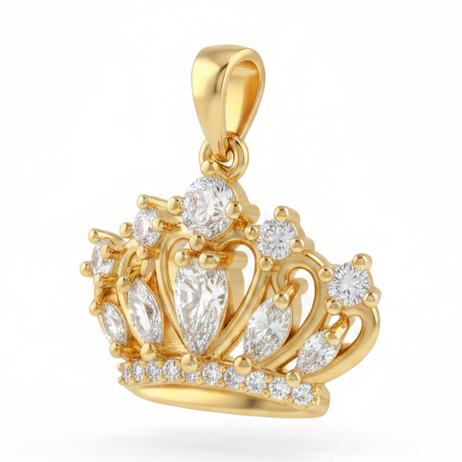 Dije Corona Grande Dorado Rodinado
