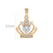 Dije Corona Reina Corazón Piedra Blanca Dorado Rodinado