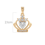 Dije Corona Reina Corazón Piedra Blanca Dorado Rodinado