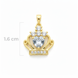 Dije Corona Reina Corazón Piedra Blanca Dorado Rodinado