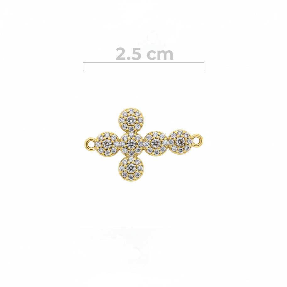 Dije Cruz Circulos Pulsera Dorado Rodinado