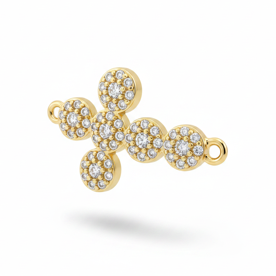 Dije Cruz Circulos Pulsera Dorado Rodinado