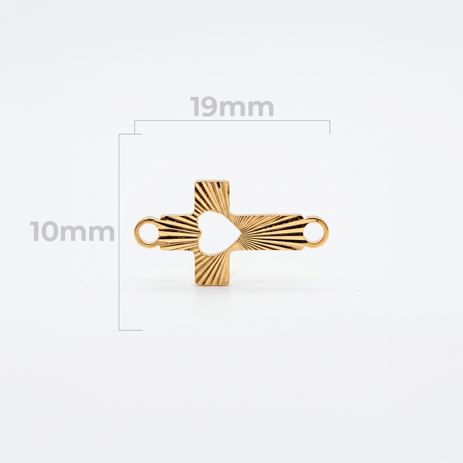 Dije Cruz Diamantada Corazón Para Pulsera Oro Laminado