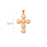 Dije Cruz Flor Perla Dorado Rodinado