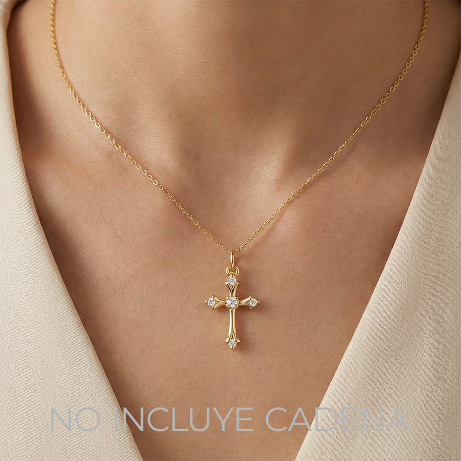 Dije Cruz Punta Diamante Dorado Rodinado