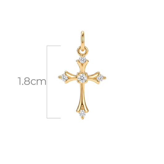Dije Cruz Punta Diamante Dorado Rodinado
