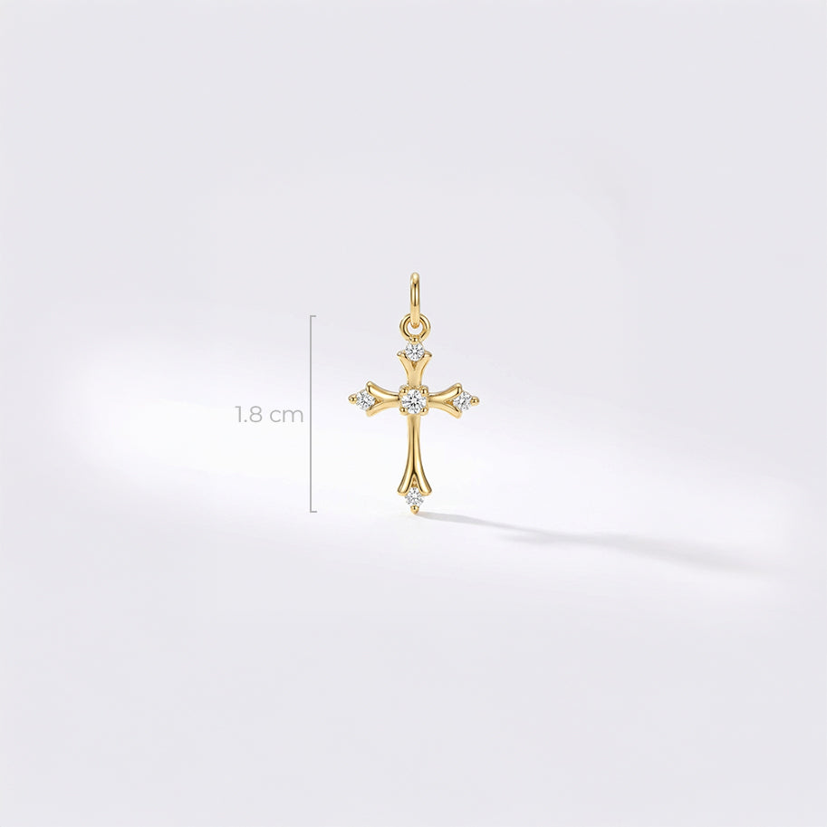 Dije Cruz Punta Diamante Dorado Rodinado