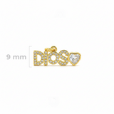 Dije Dios Corazón Circón Dorado Rodinado