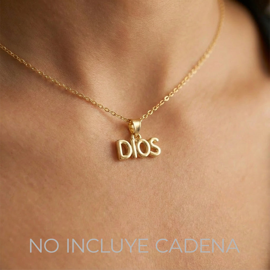 Dije Dios Liso Para Collar Dorado Rodinado