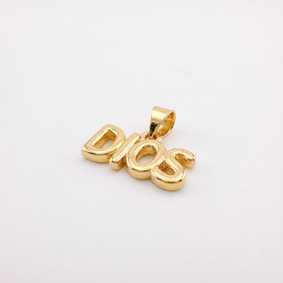 Dije Dios Liso Para Collar Dorado Rodinado