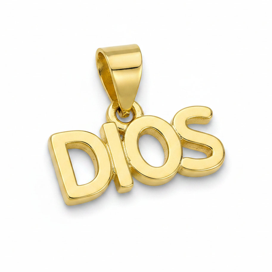 Dije Dios Liso Para Collar Dorado Rodinado