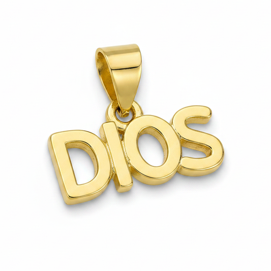 Dije Dios Liso Para Collar Dorado Rodinado