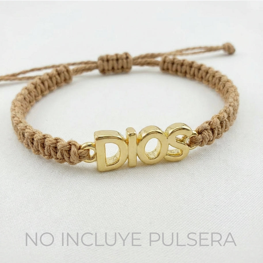 Dije Dios Liso Para Pulsera Dorado Rodinado