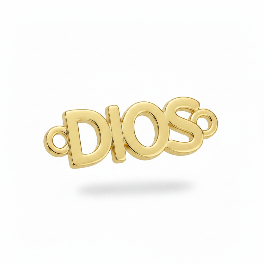 Dije Dios Liso Para Pulsera Dorado Rodinado