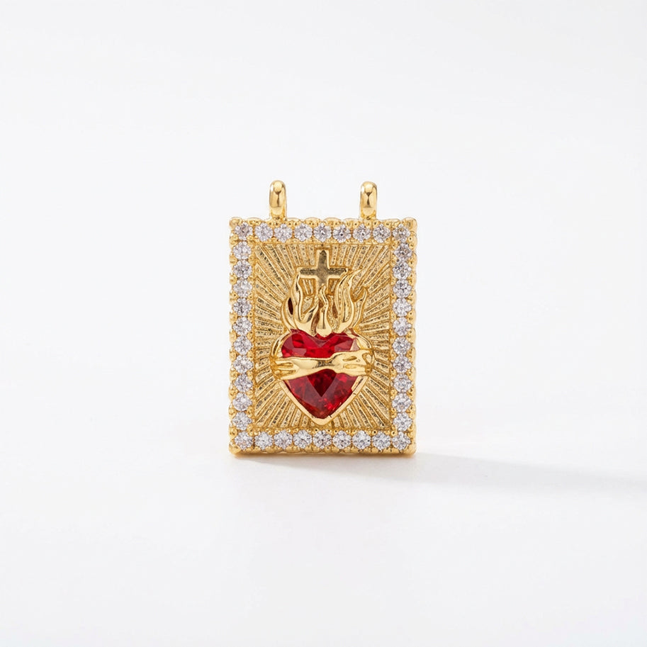 Dije Escapulario Sagrado Corazón Dorado Rodinado