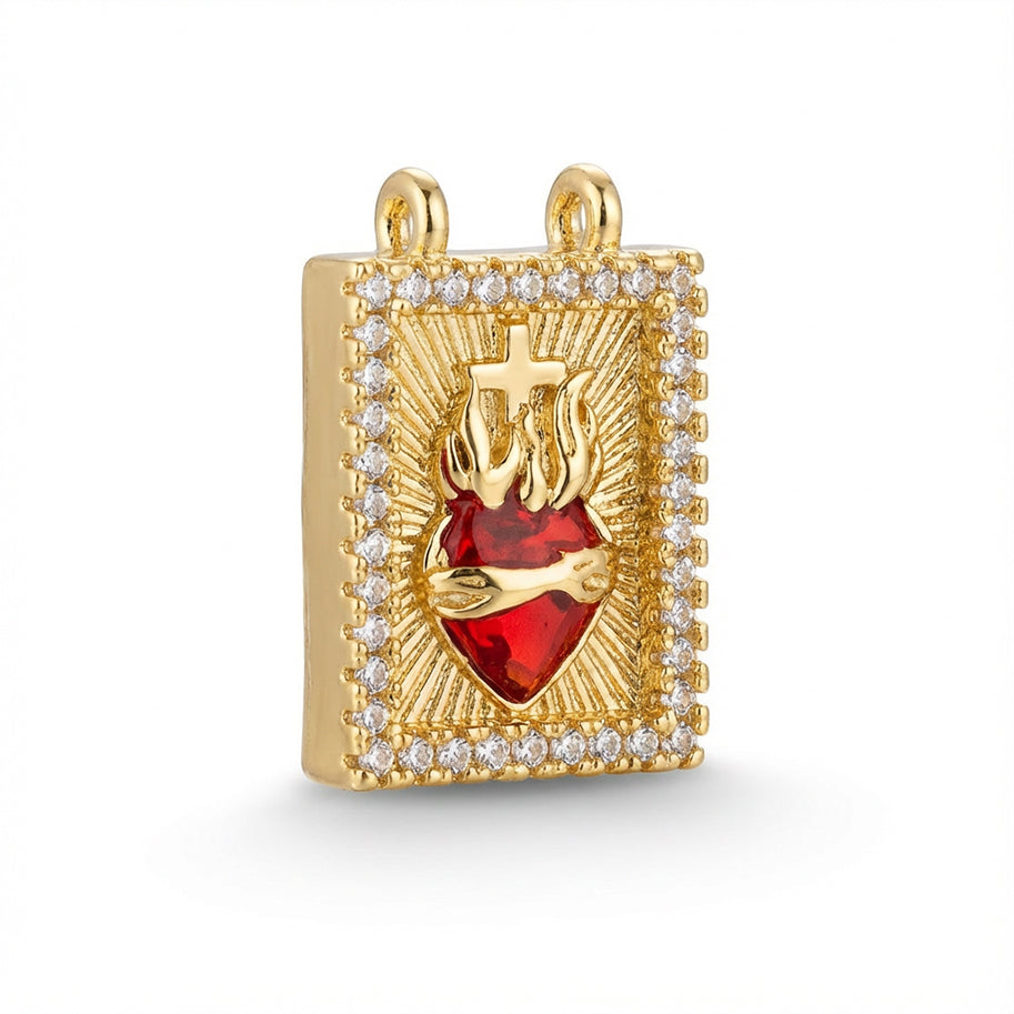Dije Escapulario Sagrado Corazón Dorado Rodinado