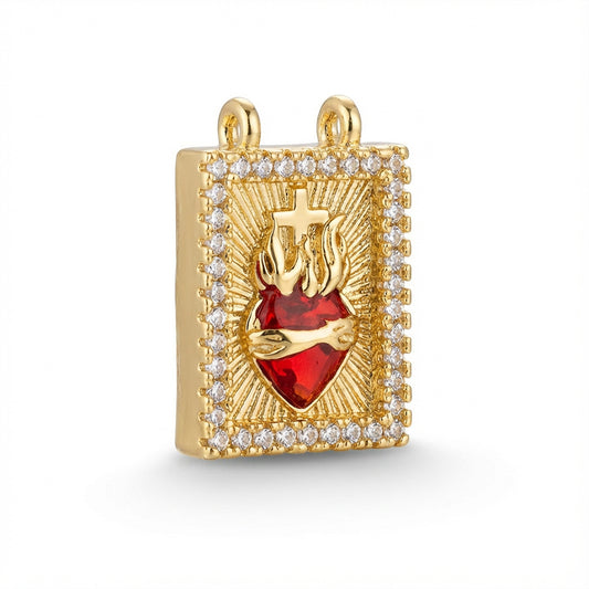 Dije Escapulario Sagrado Corazón Dorado Rodinado