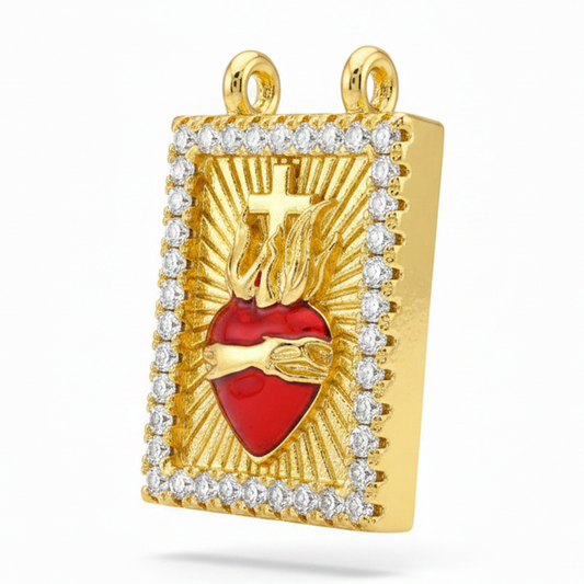 Dije Escapulario Sagrado Corazón Dorado Rodinado