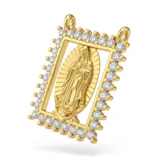 Dije Escapulario Virgen Guadalupe Dorado rodinado