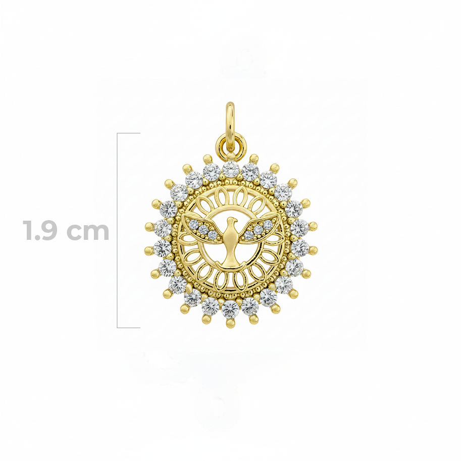 Dije Espíritu Santo Circones Collar Dorado Rodinado