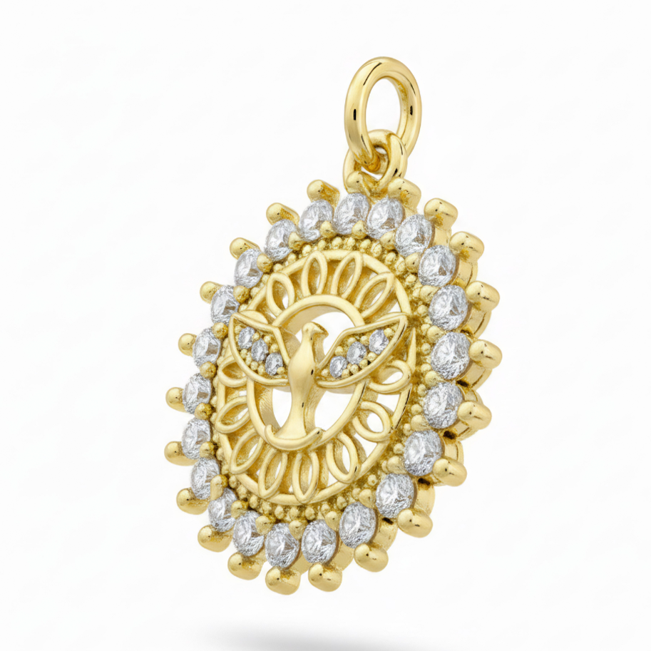 Dije Espíritu Santo Circones Collar Dorado Rodinado