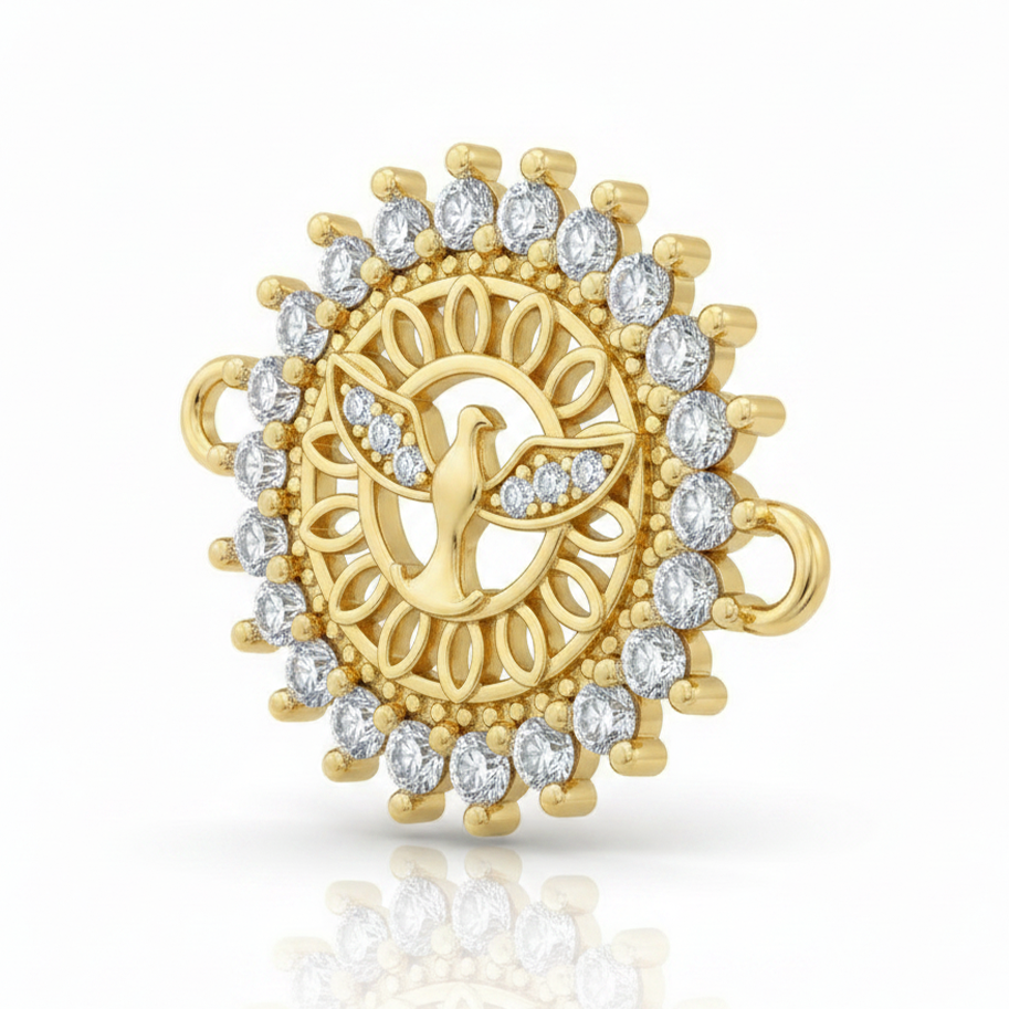 Dije Espiritu Santo Circones Pulsera Dorado Rodinado