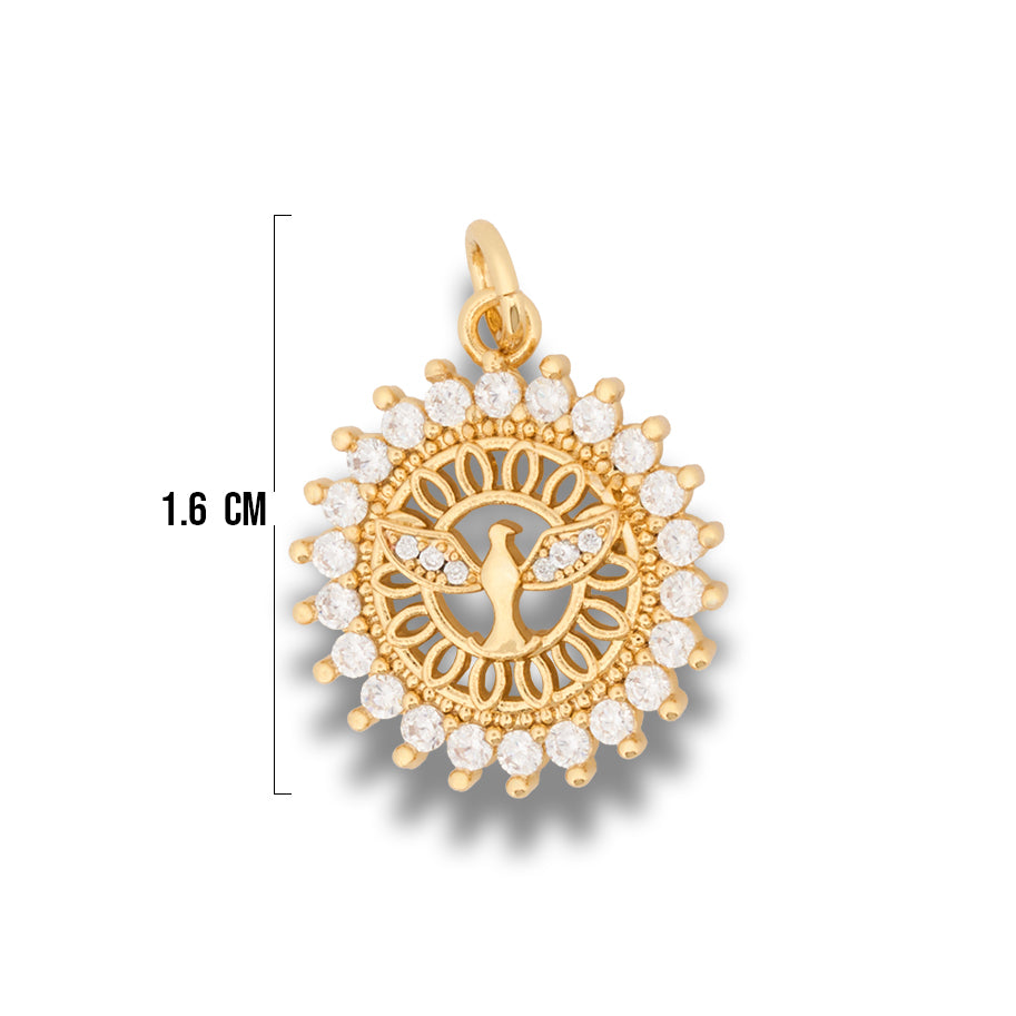 Dije Espíritu Santo Circones Collar Dorado Rodinado