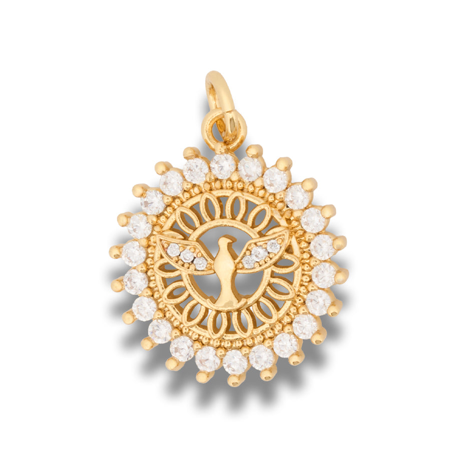 Dije Espíritu Santo Circones Collar Dorado Rodinado