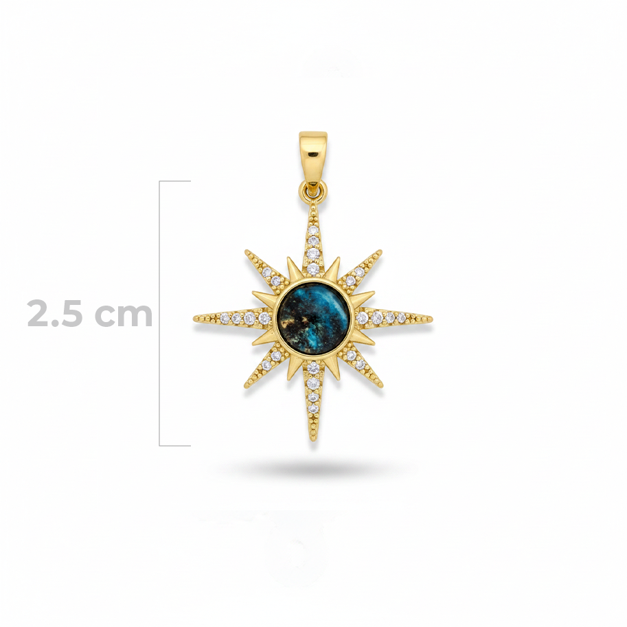 Dije Estrella Azul Dorado Rodinado