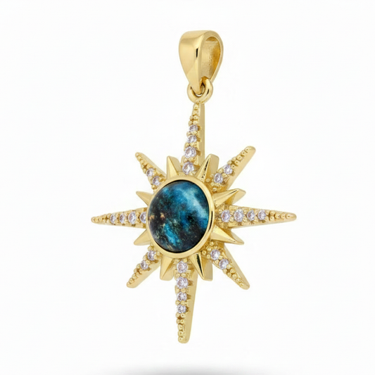 Dije Estrella Azul Dorado Rodinado
