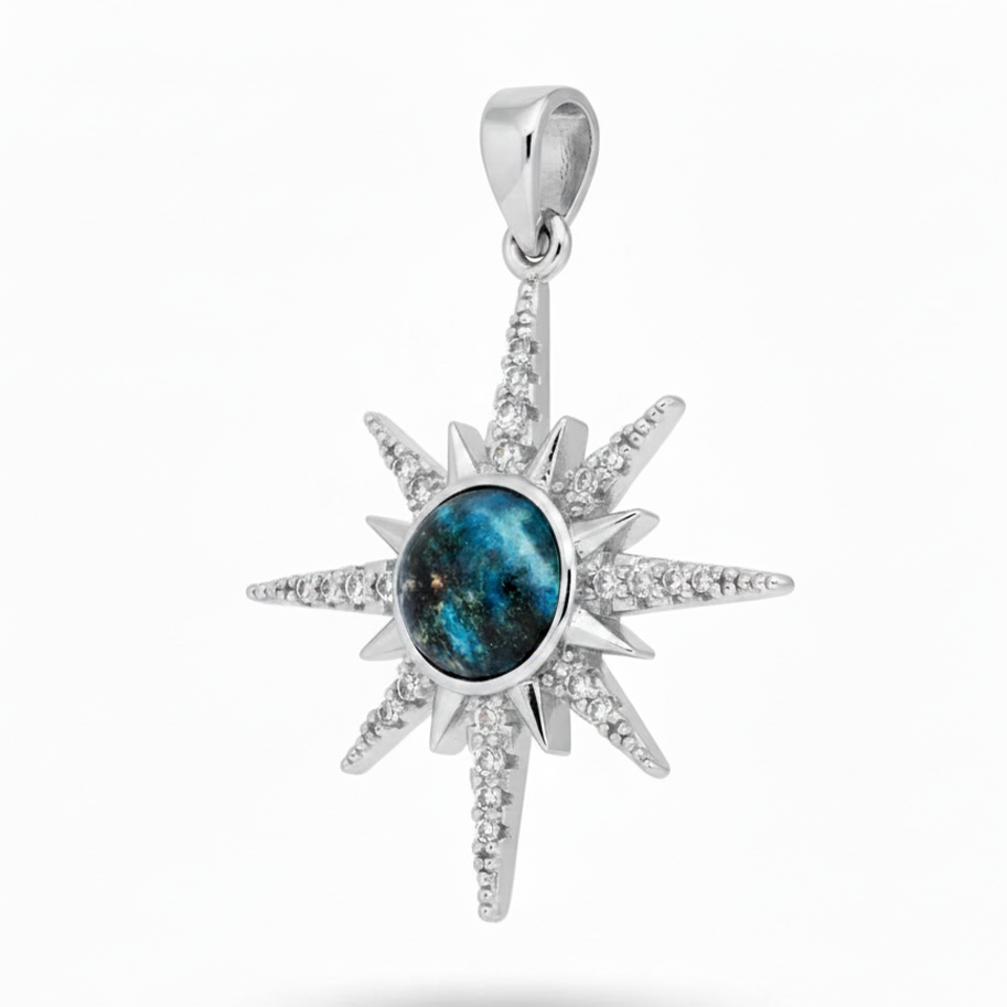 Dije Estrella Azul Plateado Rodinado