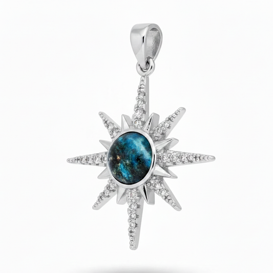 Dije Estrella Azul Plateado Rodinado