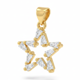 Dije Estrella Cristal Dorado Piedra Blanco Rodinado