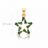 Dije Estrella Cristal Dorado Piedra Verde Rodinado