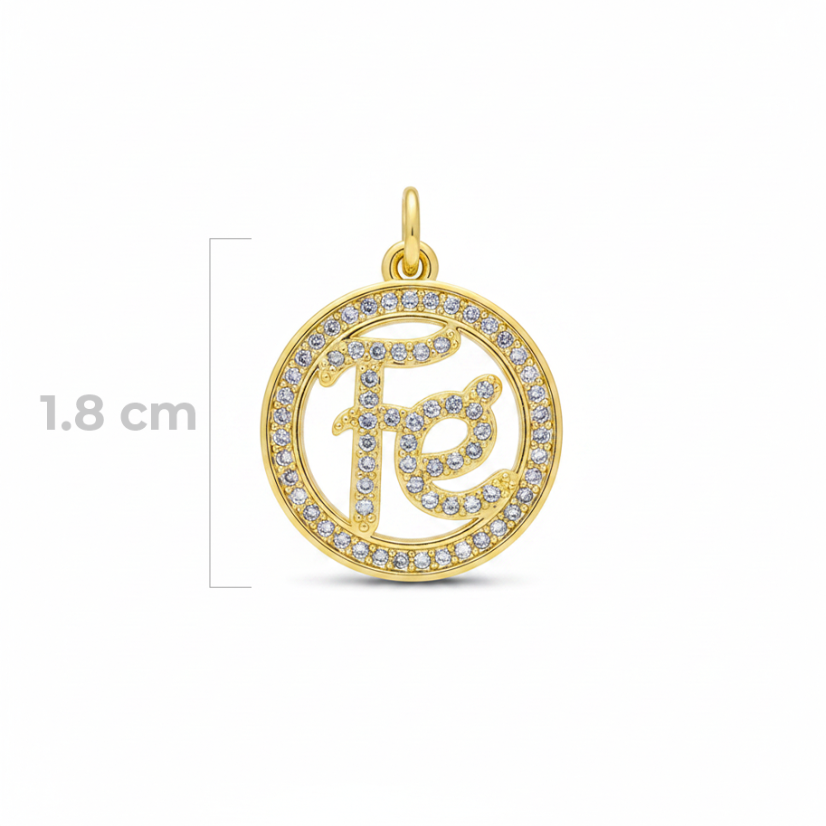 Dije Fé Circulo Collar Dorado Rodinado