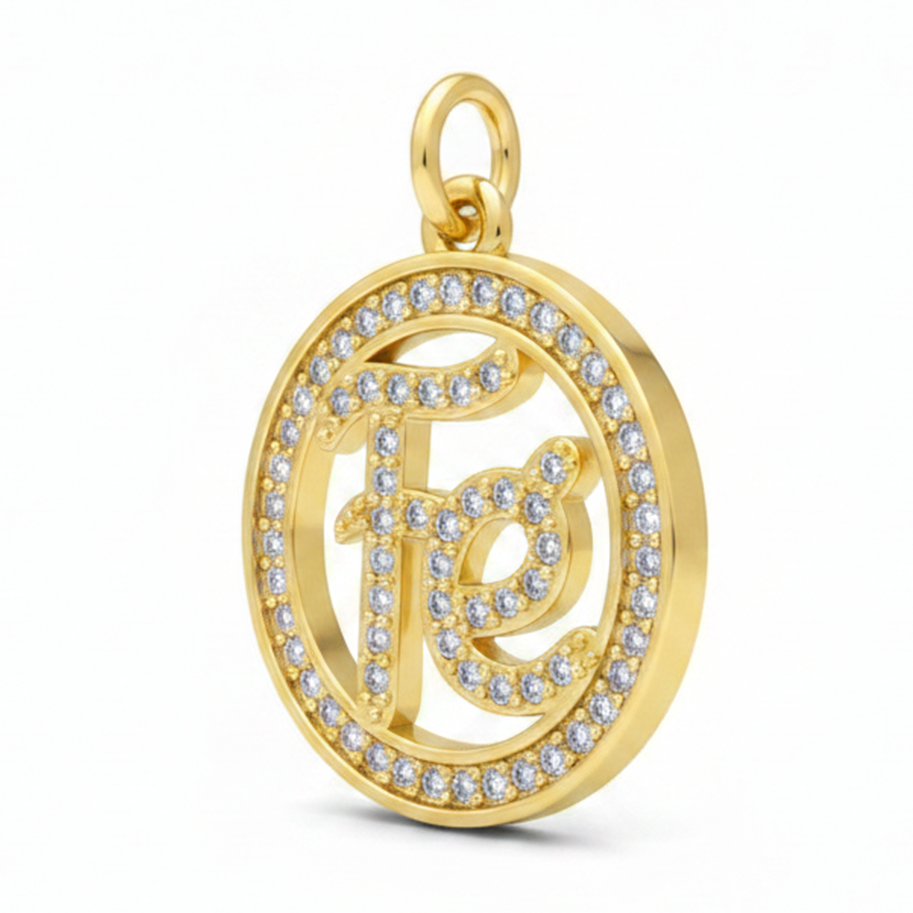 Dije Fé Circulo Collar Dorado Rodinado