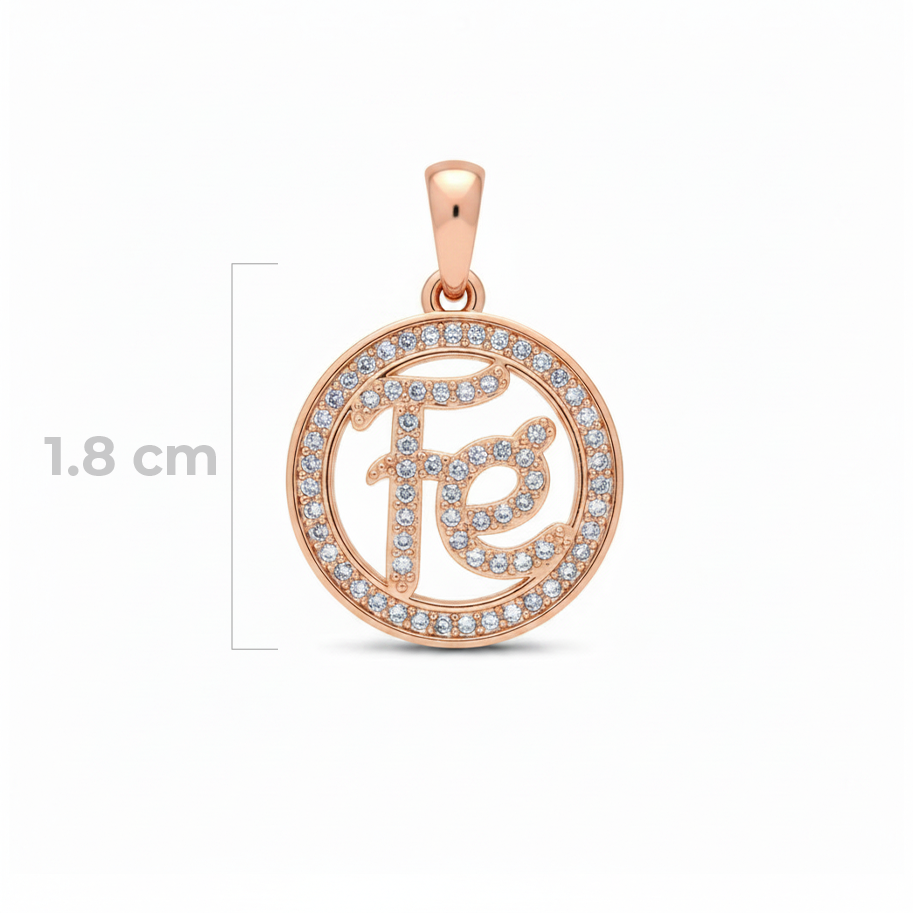 Dije Fé Circulo Collar Rosado Rodinado