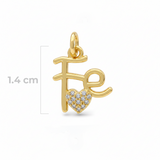 Dije Fé Corazón Circones Dorado Rodinado