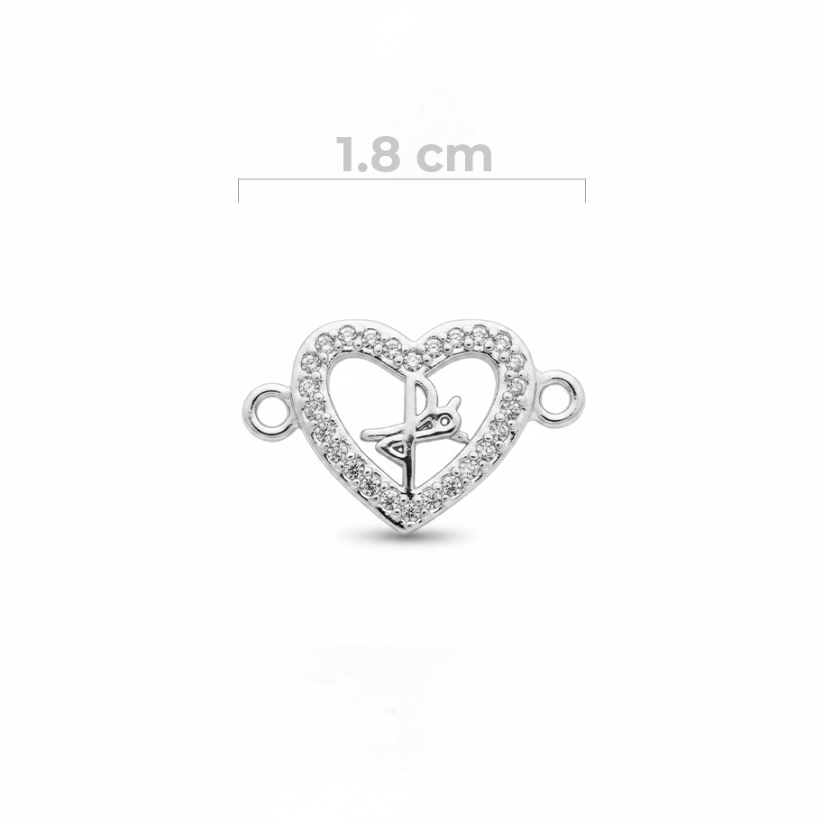 Dije Fé Corazón Plateado Rodinado