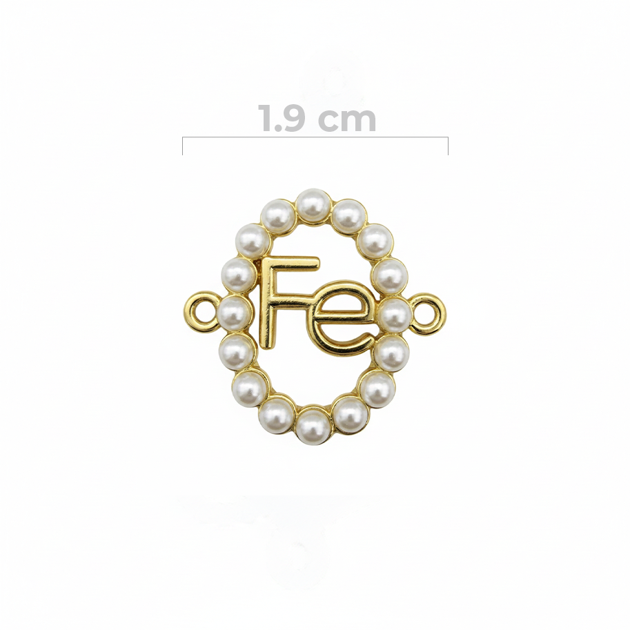 Dije Fé Perlas Pulsera Dorado Rodinado