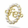 Dije Fé Perlas Pulsera Dorado Rodinado