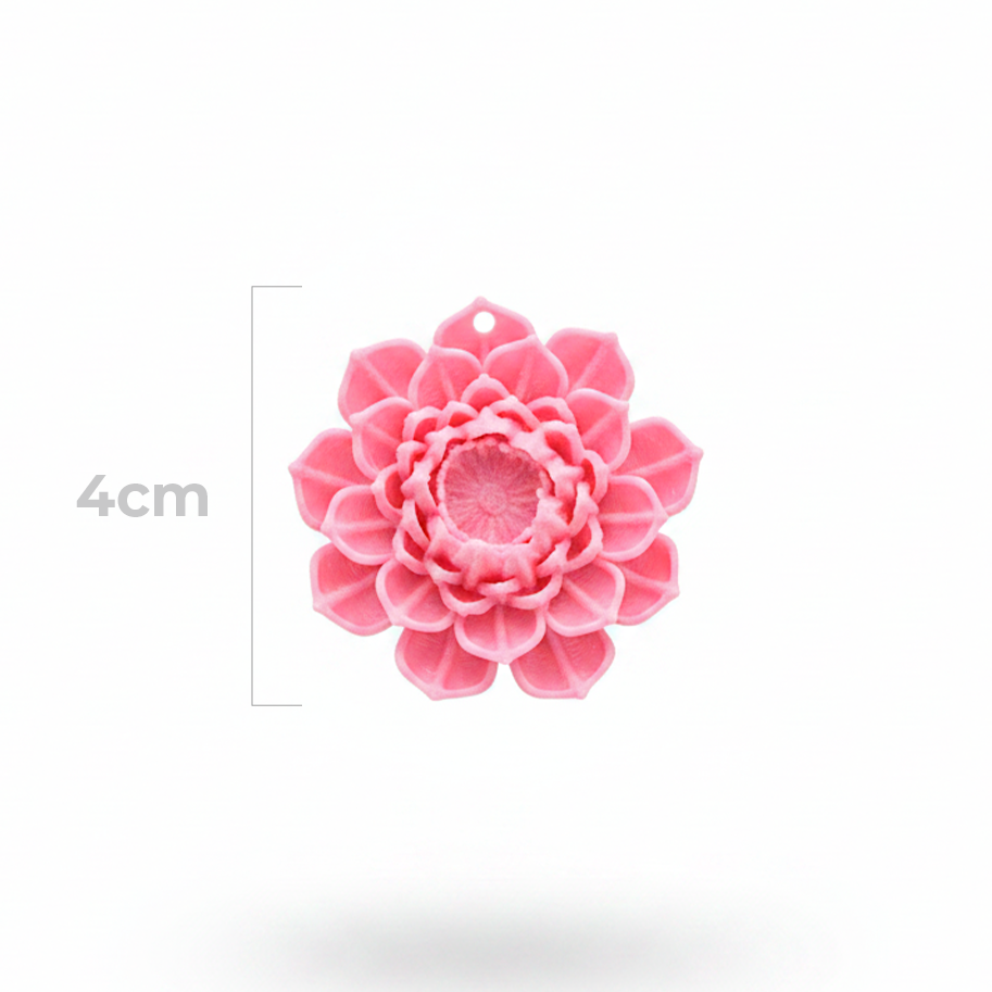 Dije Flor De Loto Rosada 4cm En Acrilico