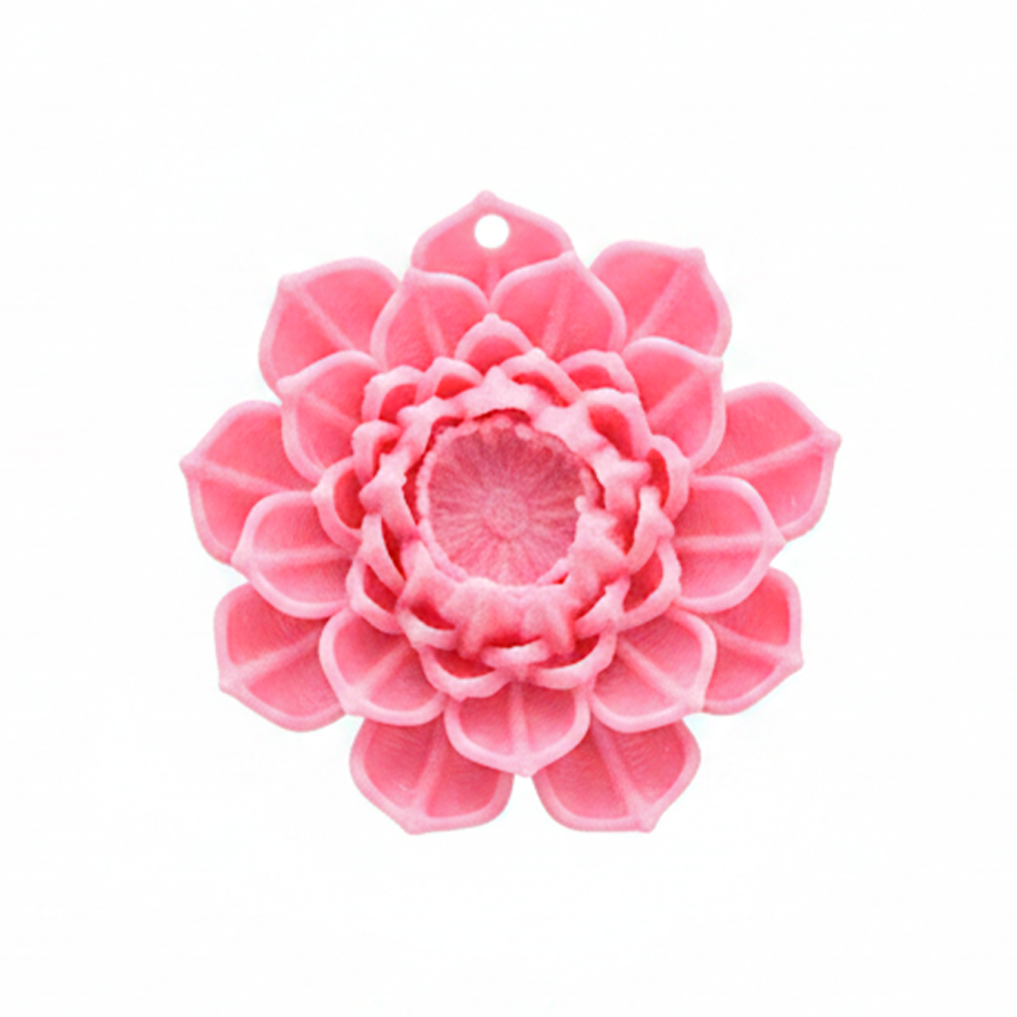 Dije Flor De Loto Rosada 4cm En Acrilico