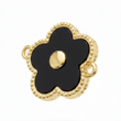 Dije Flor Pulsera Piedra Negra Dorado Rodinado