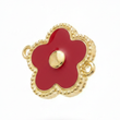 Dije Flor Pulsera Piedra Roja Dorado Rodinado