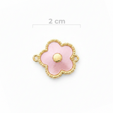 Dije Flor Pulsera Piedra Rosada Dorado Rodinado