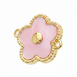 Dije Flor Pulsera Piedra Rosada Dorado Rodinado
